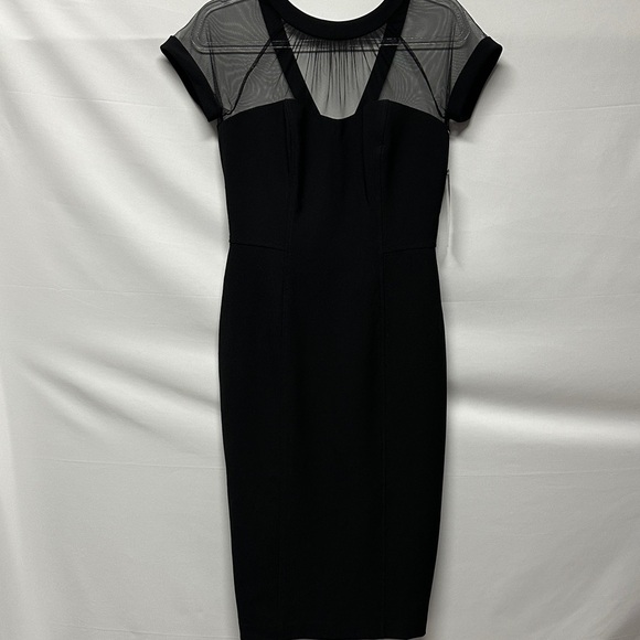 NWT Maggy London Illusion Round Neck Cap Sleeve Sheath Dress 4 Cocktail Wedding - Picture 2 of 6
